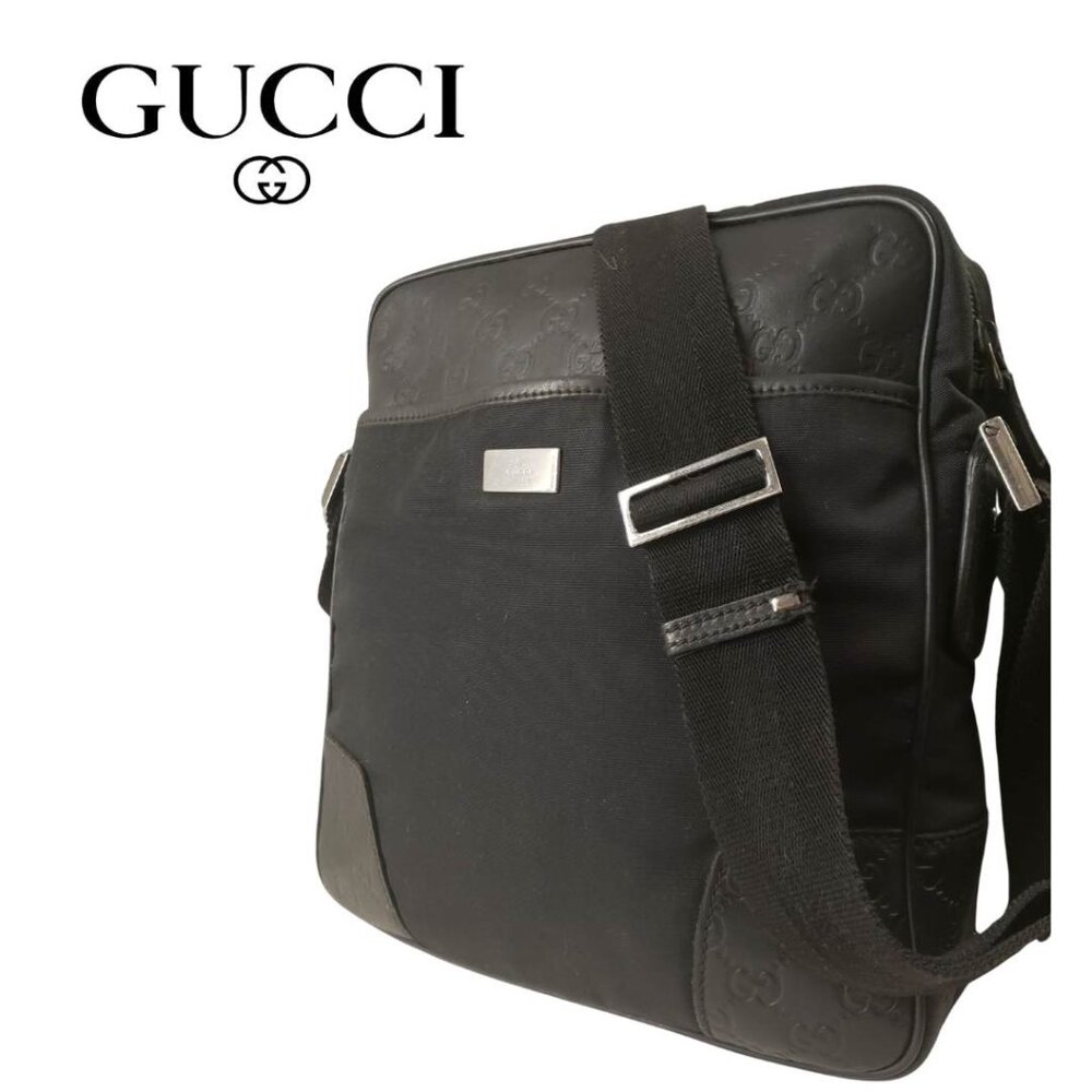 GUCCI Canvas & Leather Gucci Guccissima Unisex Messenger Bag Excellent Condition